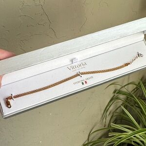 Vittoria sterling silver gold color chain bracelet made in Italy new